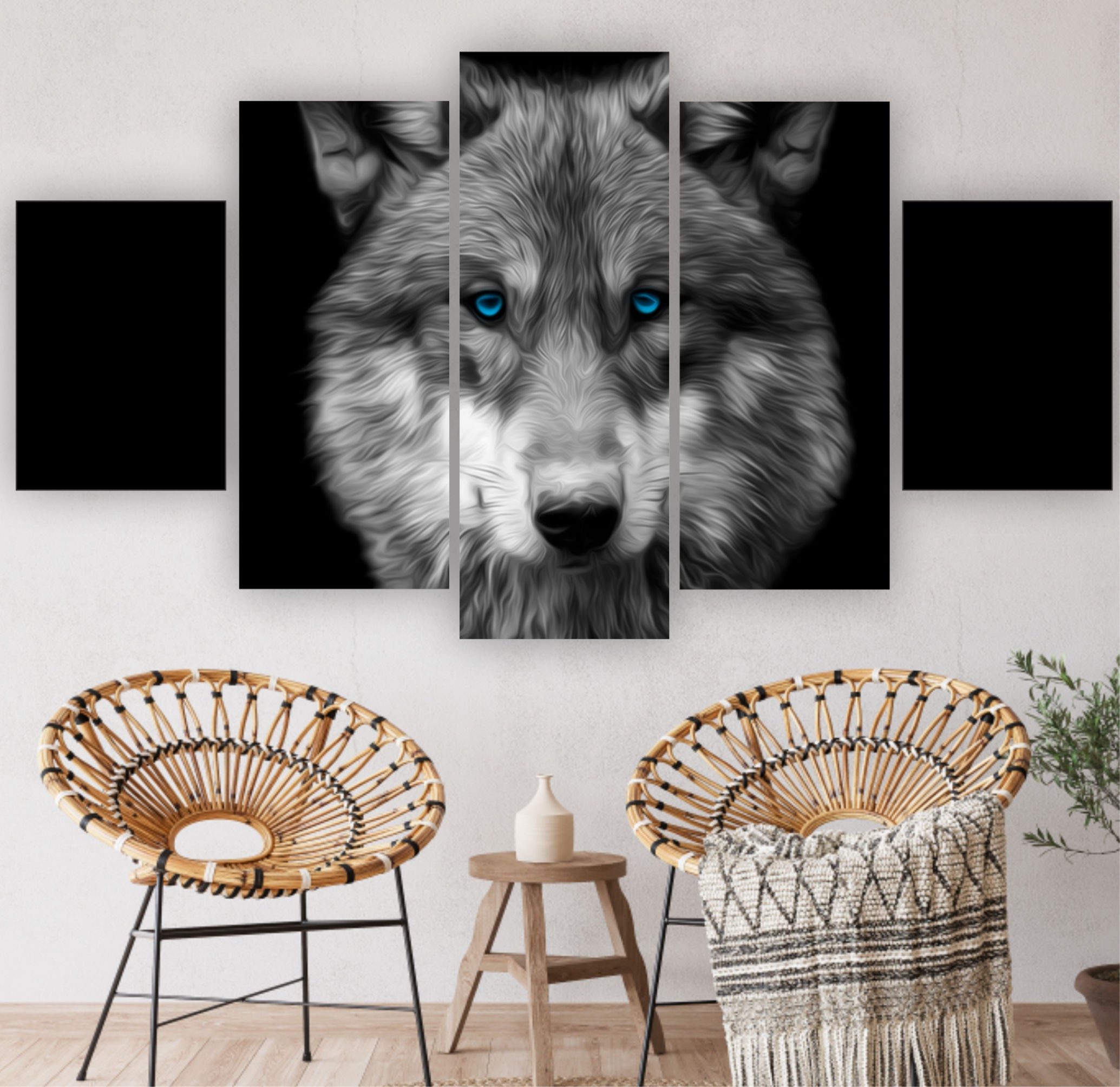 Quadro Decorativo Mosaico 5 Peças Água E Fogo - EXCELÊNCIA-QUADROS