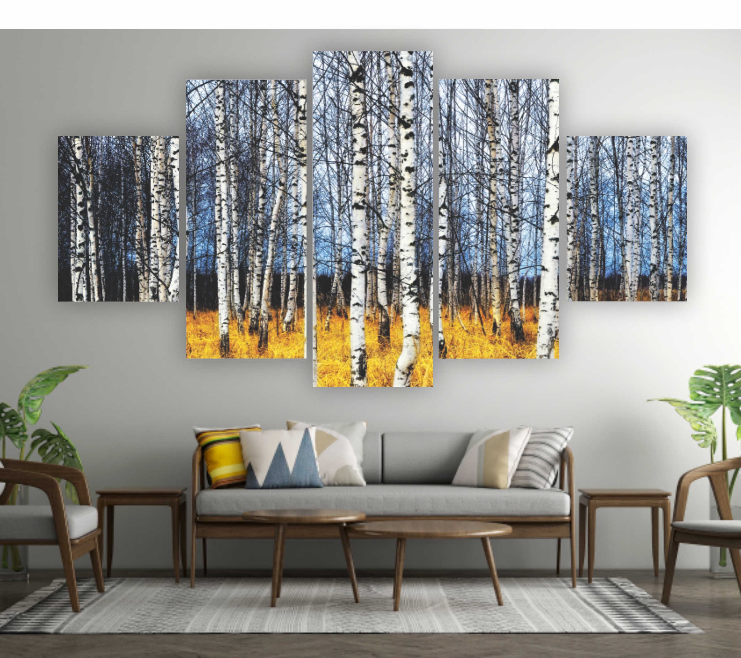 Quadro Decorativo Mosaico 5 Peças Água E Fogo - EXCELÊNCIA-QUADROS