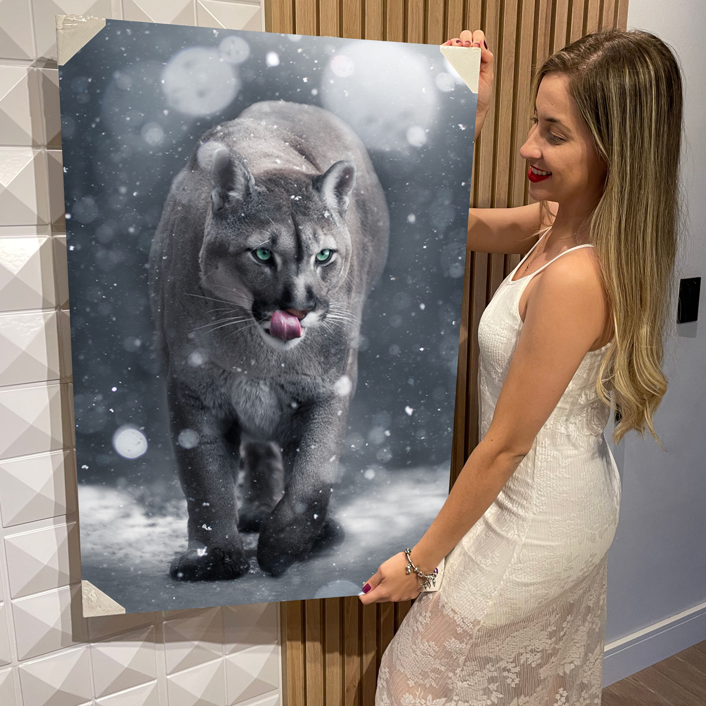 Quadro Decorativo Flutuante Animal Selvagem Tigre Deitado na Grama