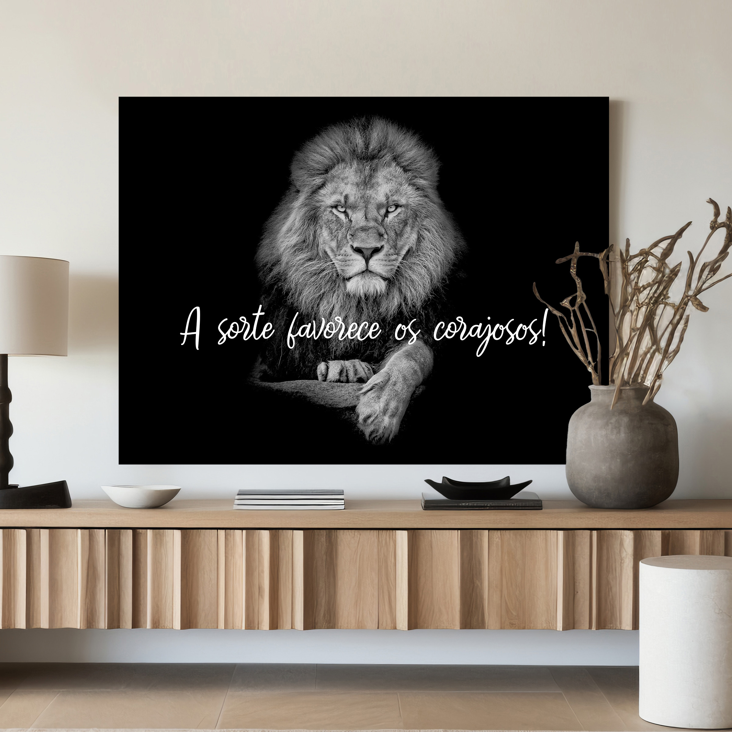 Quadro Decorativo Canvas Leão de Judá A Sorte Favorece os corajosos ...