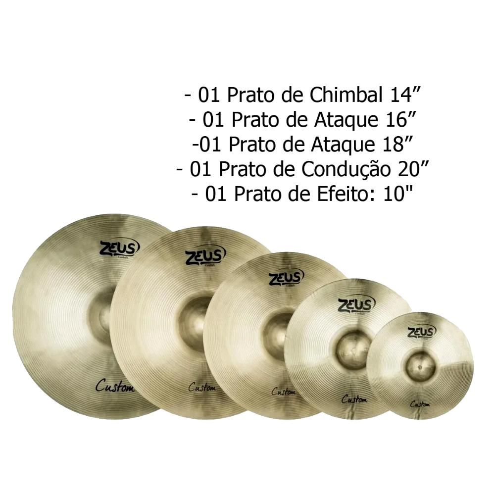 Set de Prato B20 Custom Set E 10" 14" 16" 18" 20" + Bag - Zeus -  Audiodriver Instrumentos Musicais e Acessórios