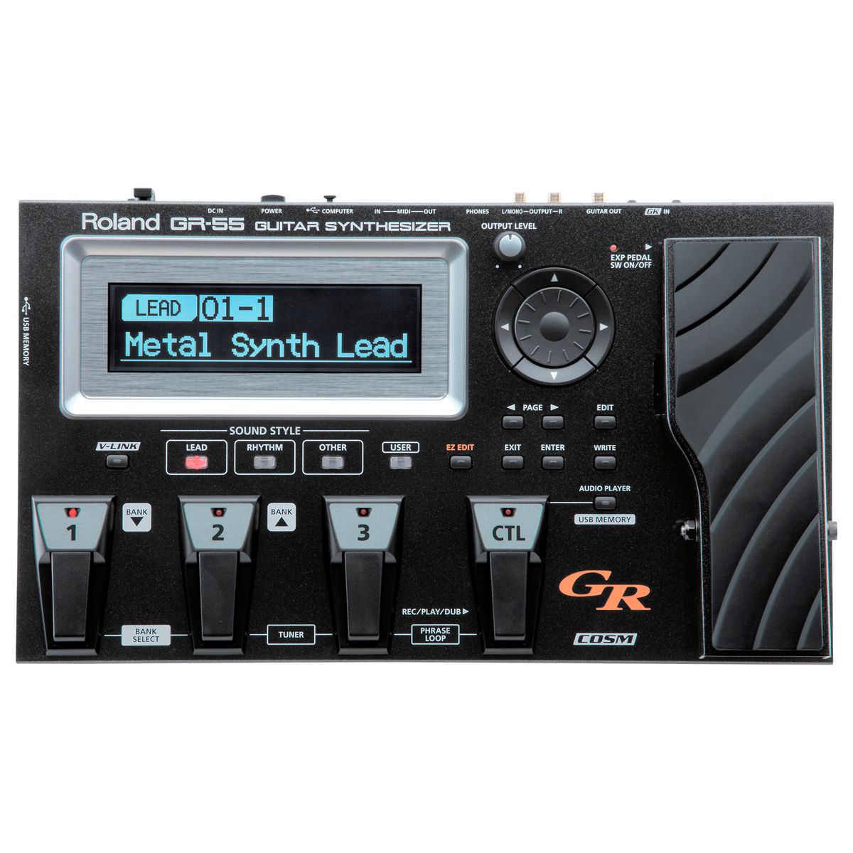 Pedaleira Sintetizador Midi Para Guitarra GR-55GK-BK Completa com