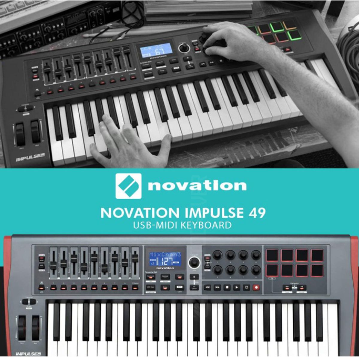 Teclado Controlador Impulse 49 Midi USB 49 Teclas ação Semi