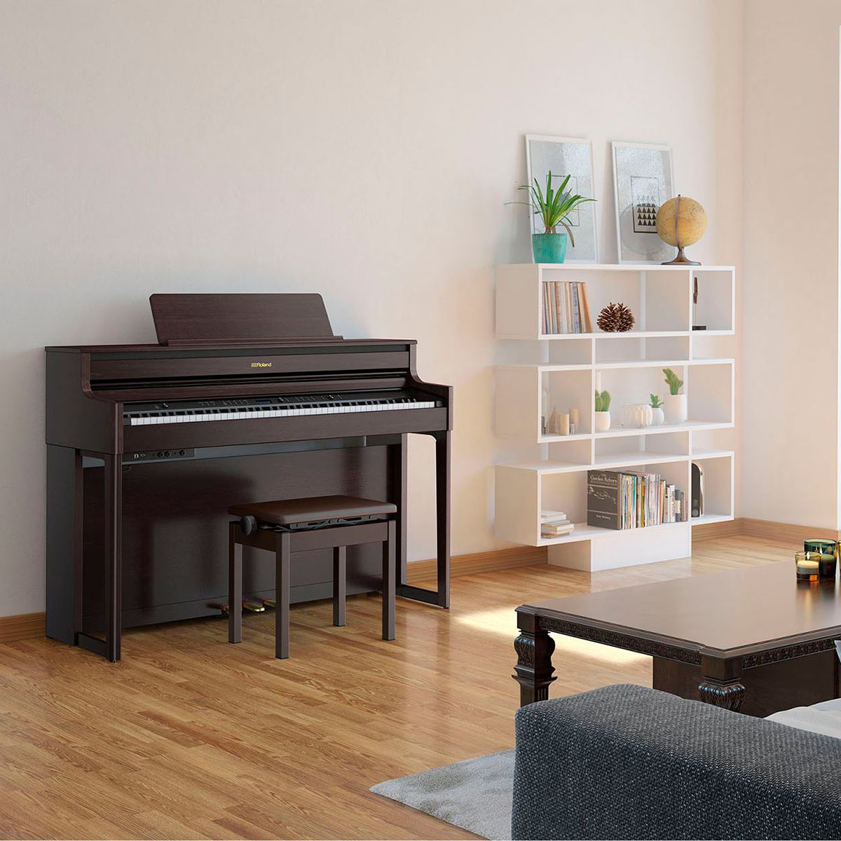 Piano Digital 88 Teclas Roland HP702 Dark Rosewood com Estante e