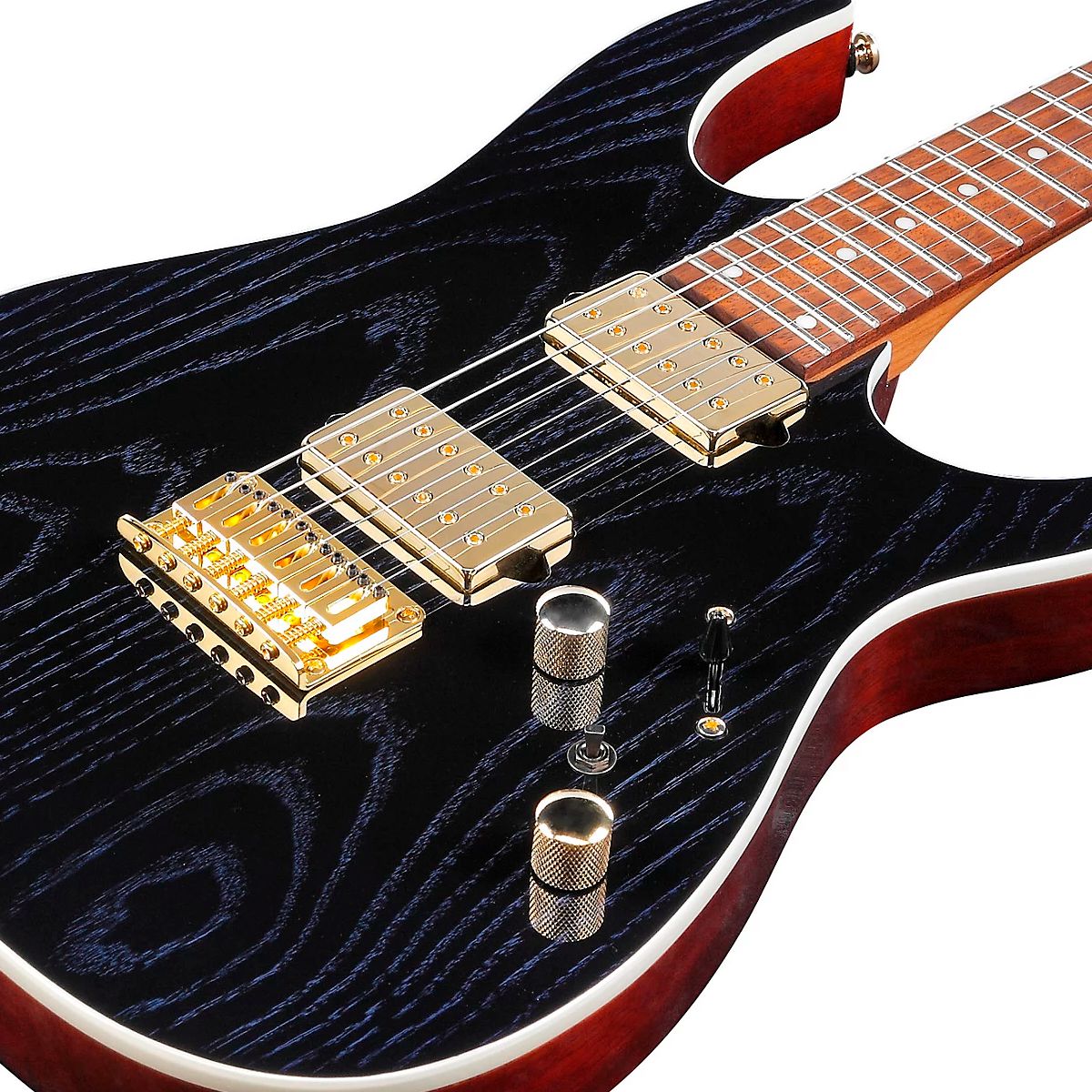 ギター Ibanez RG421 HPAH Guitarra Super Strato Ibanez RG421HPAH Blue Wave Black com tampo