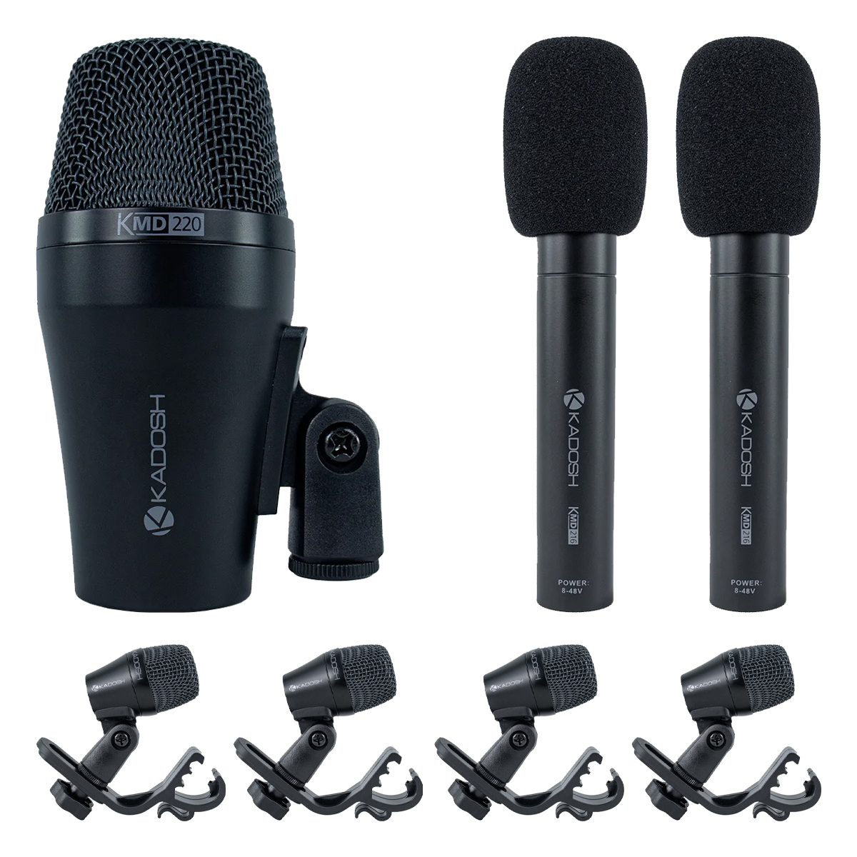 Kit de Microfones para Bateria Kadosh KMD 207 7 Peças com Case