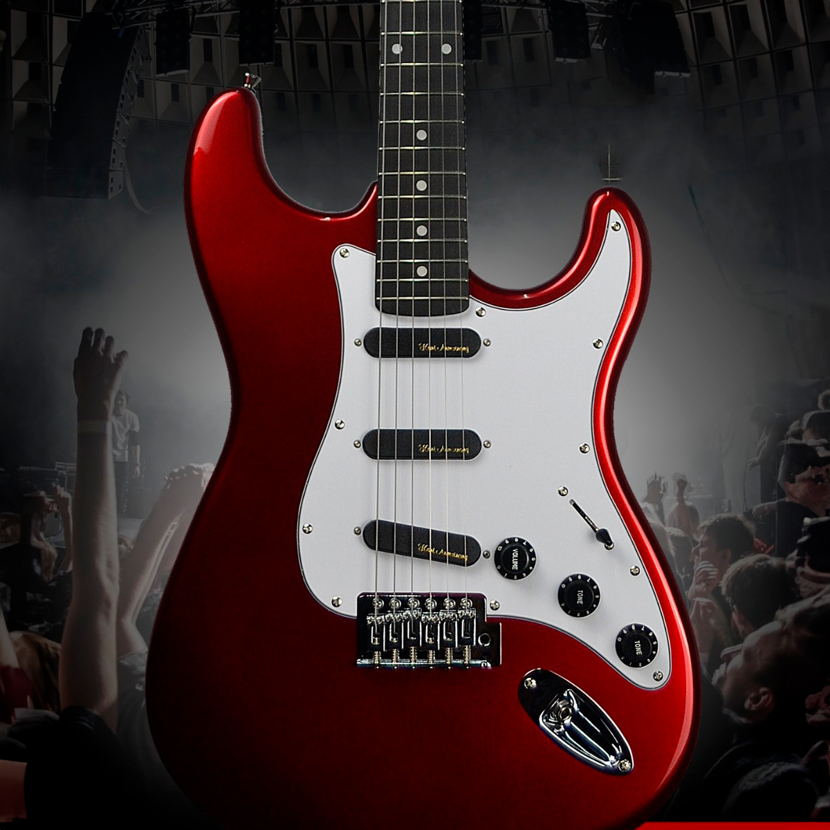 Guitarra Stratocaster EWA EWR200 MRD - Captadores Noiseless Kent