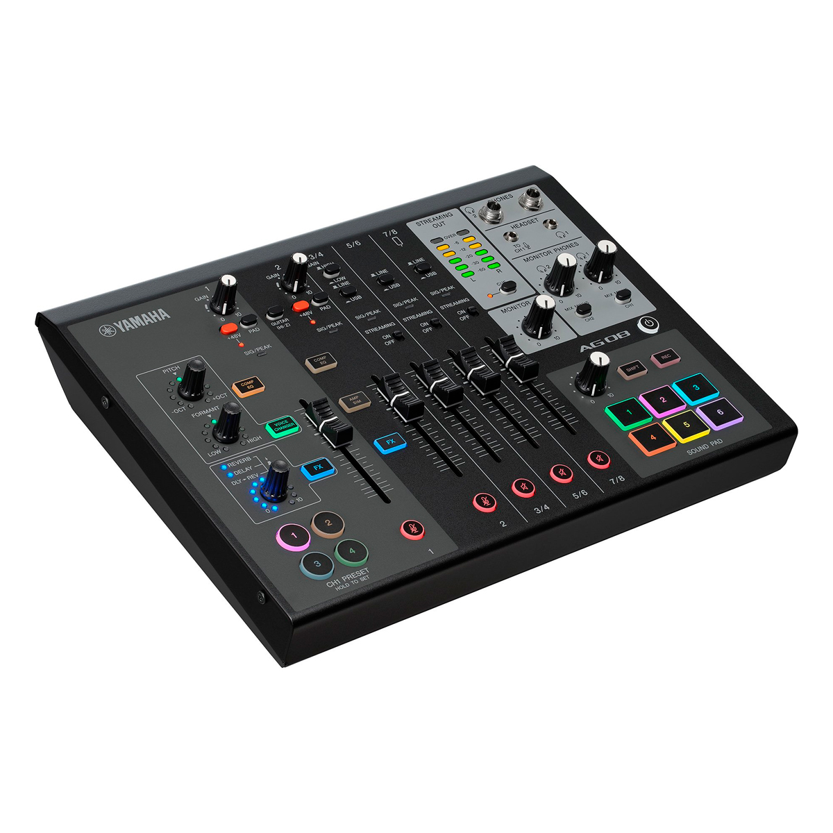 Mixer Yamaha AG08 Black – 8 Canais com Efeitos DSP e Phantom Power