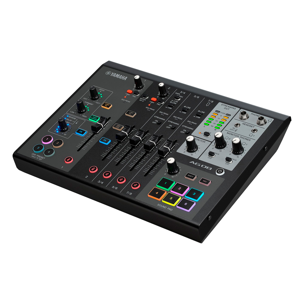 Mixer Yamaha AG08 Black – 8 Canais com Efeitos DSP e Phantom Power