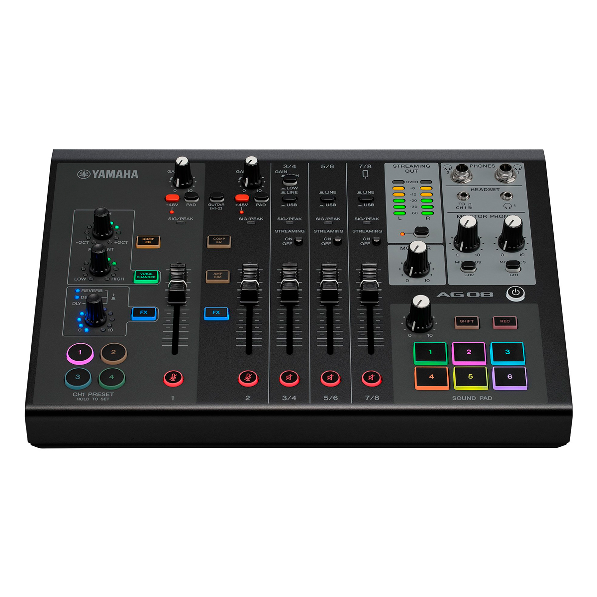 Mixer Yamaha AG08 Black – 8 Canais com Efeitos DSP e Phantom Power