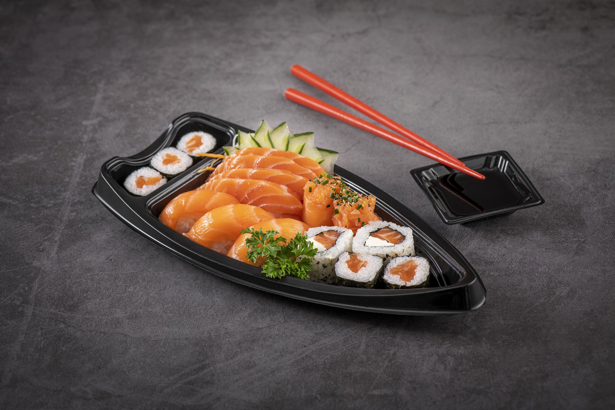 Embalagem Barca Sushi & Açaí Delivery P 270x115x45 - 100 Unidades | Sk -  SkyPack Embalagens