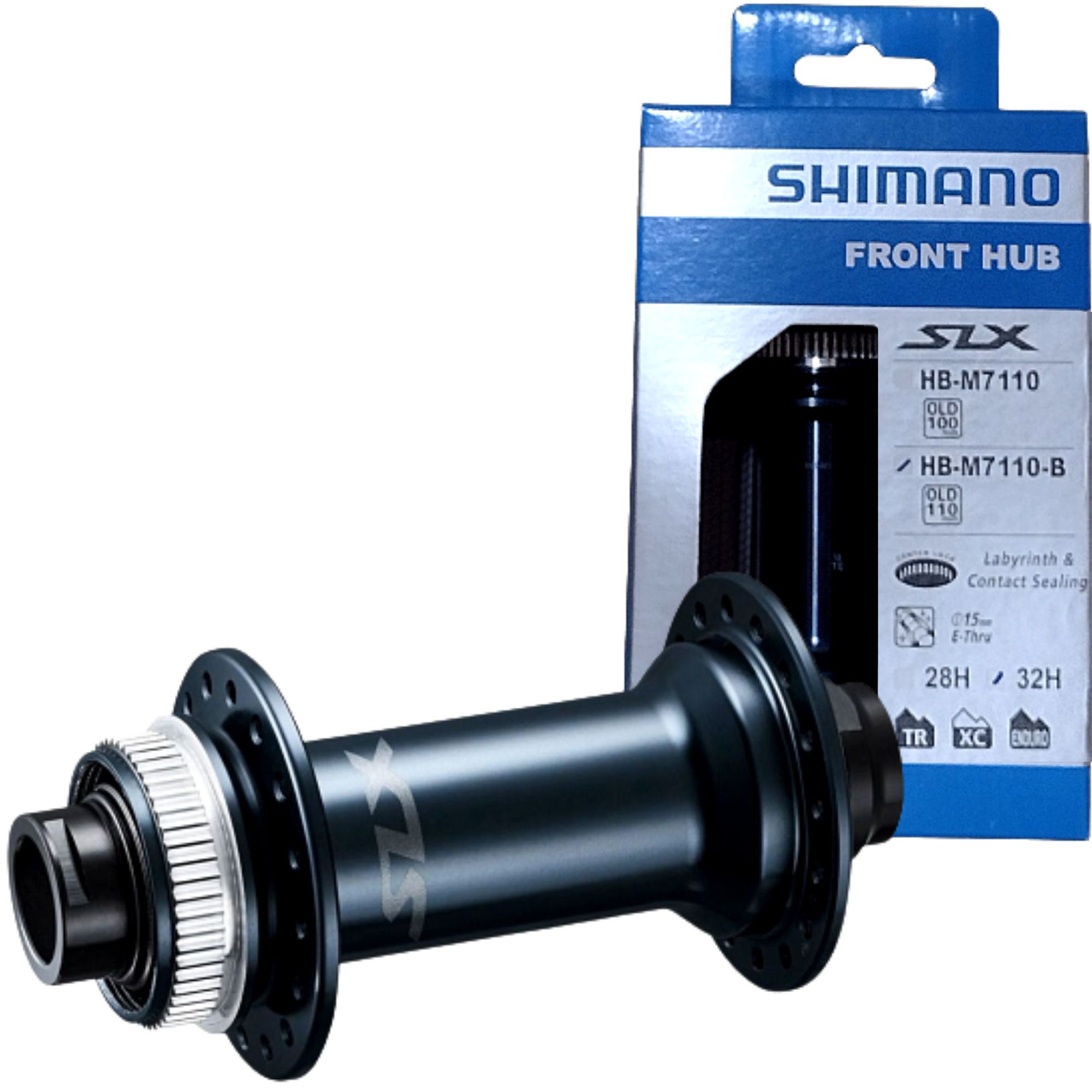 Mozzo Anteriore Shimano SLX HB-M7110 | 15mm Assale Passante, Freno A Disco Center Lock, 32 Fori, Nero