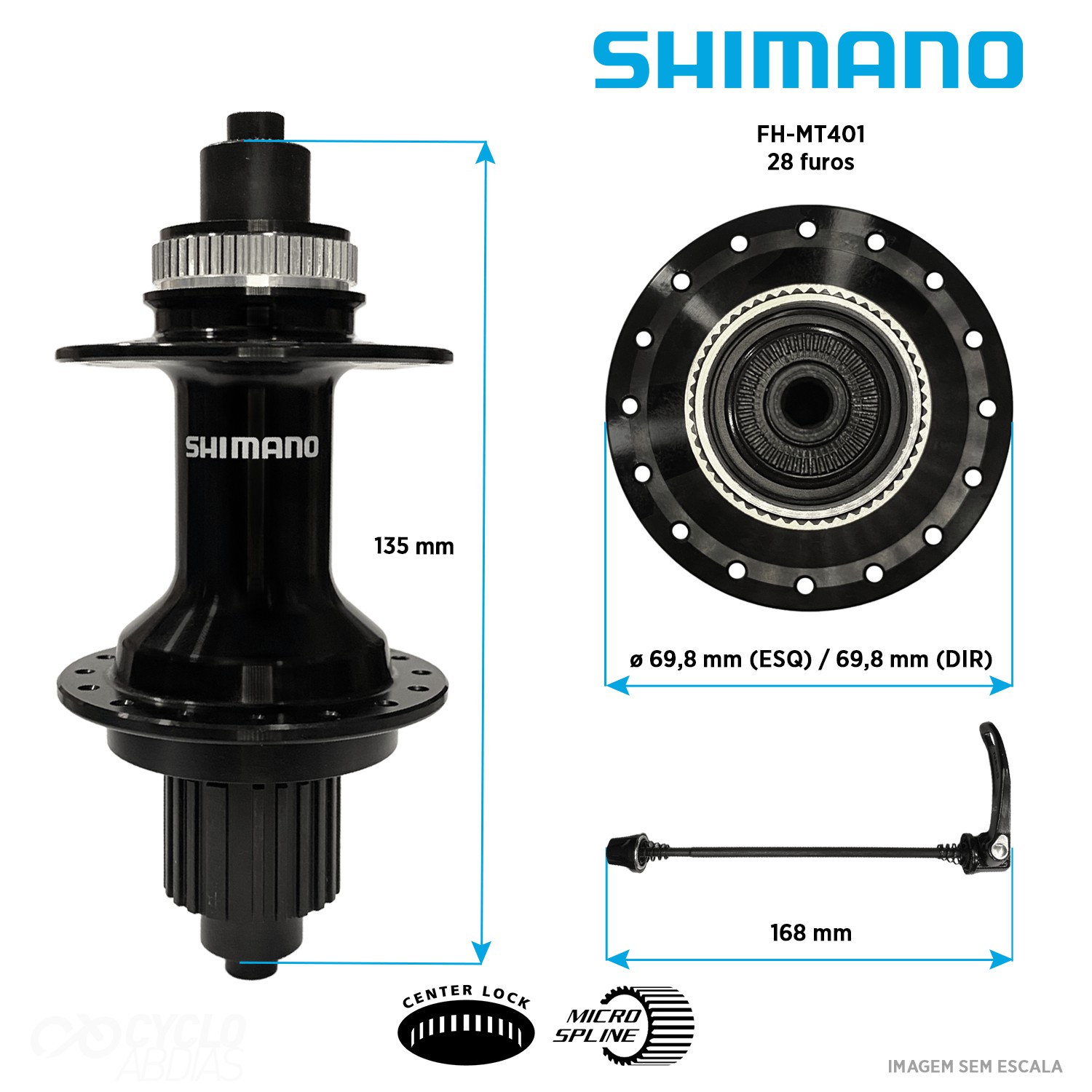 CUBO TRASEIRO SHIMANO FH-MT401 DE 28F 141 MM PARA 12 VELOCIDADES ...