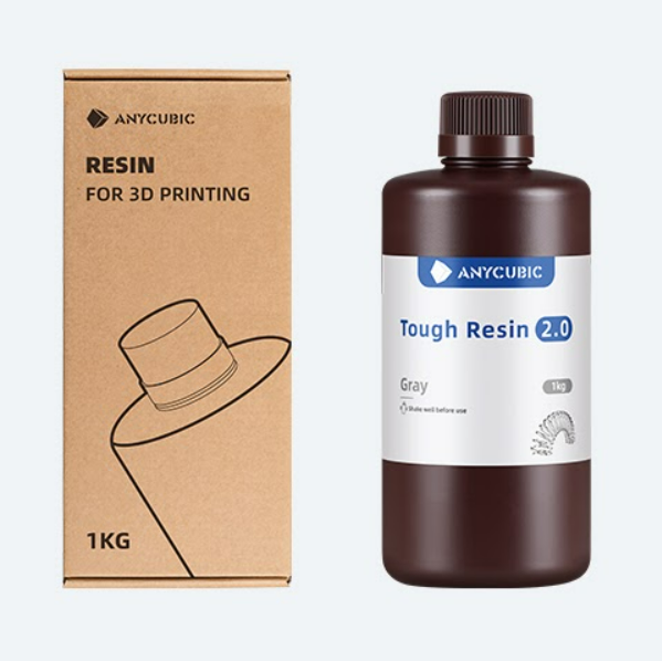 Resina Tough 2.0 ANYCUBIC Per Stampanti 3D - Alta Tenacità, Flessibile, Basso Odore, 2 Kg, Colore Grigio