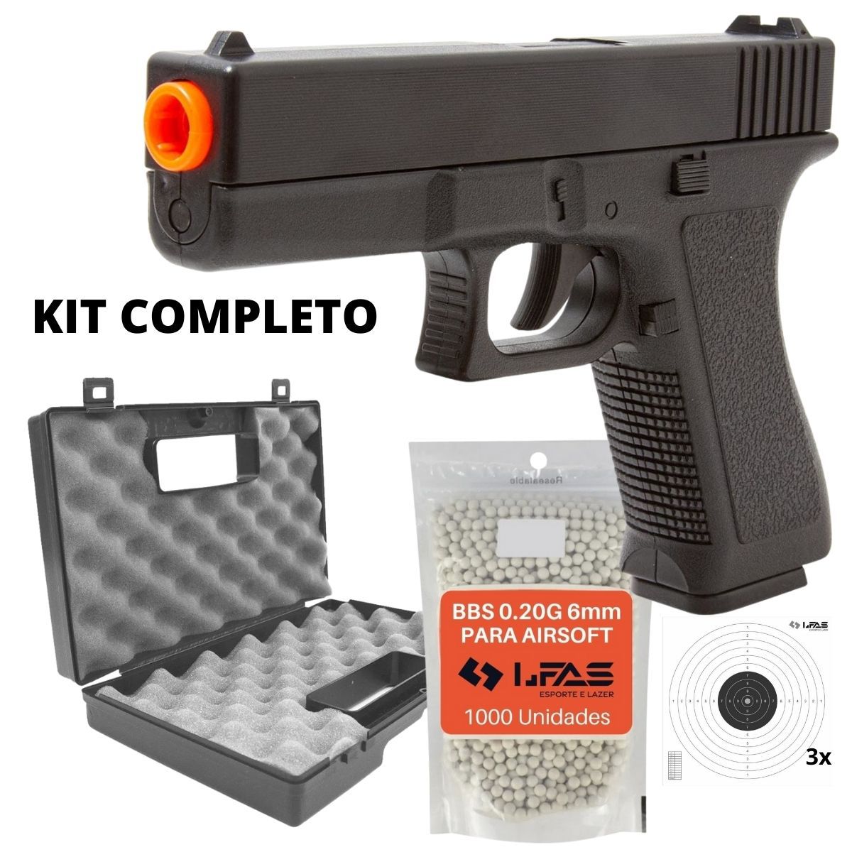 Pistola Brinquedo Realista Airsoft Gk V307 6mm Bbs Alvo Óleo