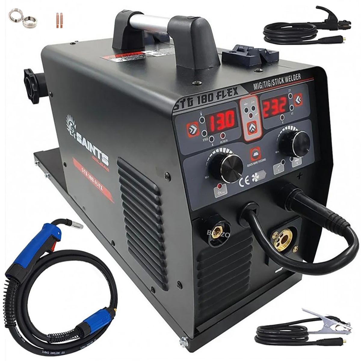 Inversor Solda Mig Tig Mma Saints Stg-180 110v 220v Arame 5kg Regulador ...