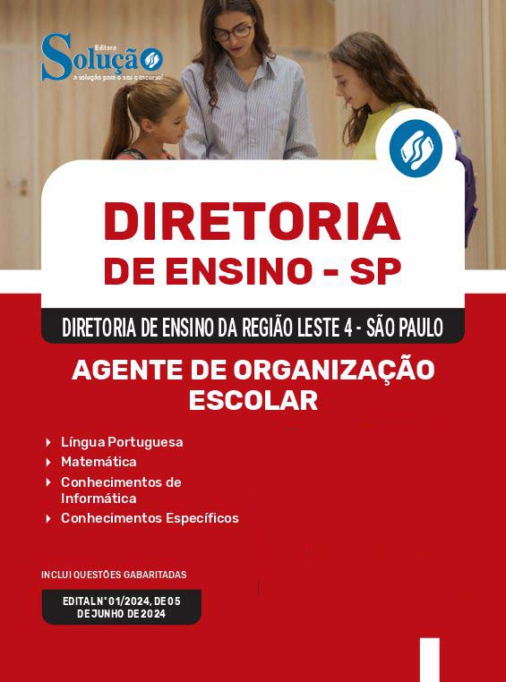 Apostila Diretoria de Ensino da Região Leste 4 SP 2024 - Agente de ...