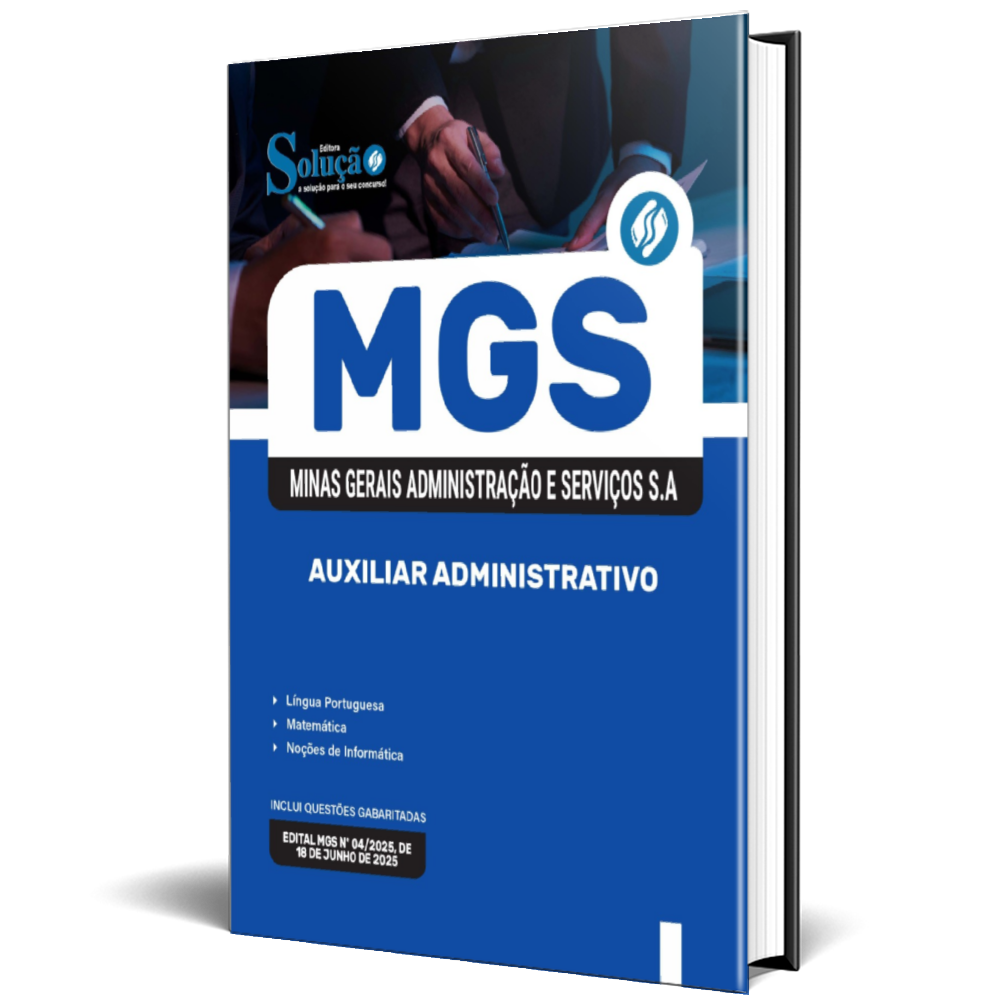 Apostila MGS MG 2025 - Auxiliar Administrativo - Solução Concursos ...