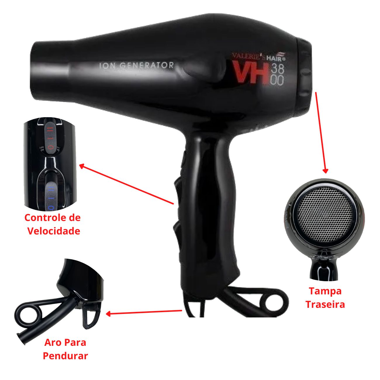 Kit Prancha Chapinha VH 3060 Super Hot 460ºF e Secador De Cabelo