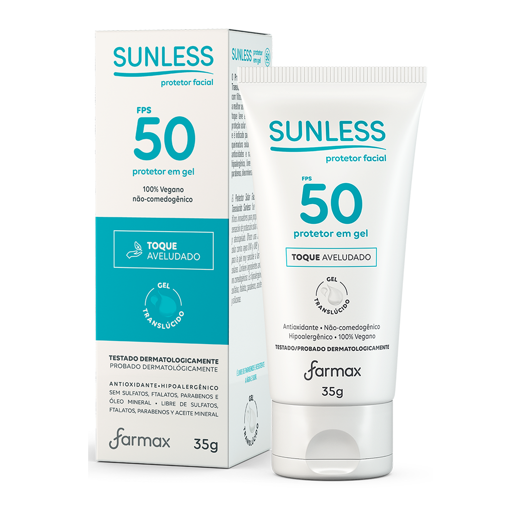 Protetor Solar Facial Sunless Gel Translúcido FPS 50 35g - Itabella