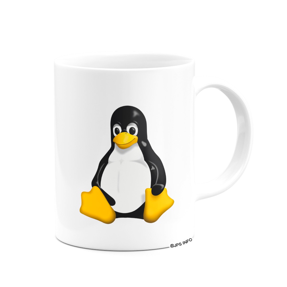 Caneca - Tux Linux branca - JPS INFO