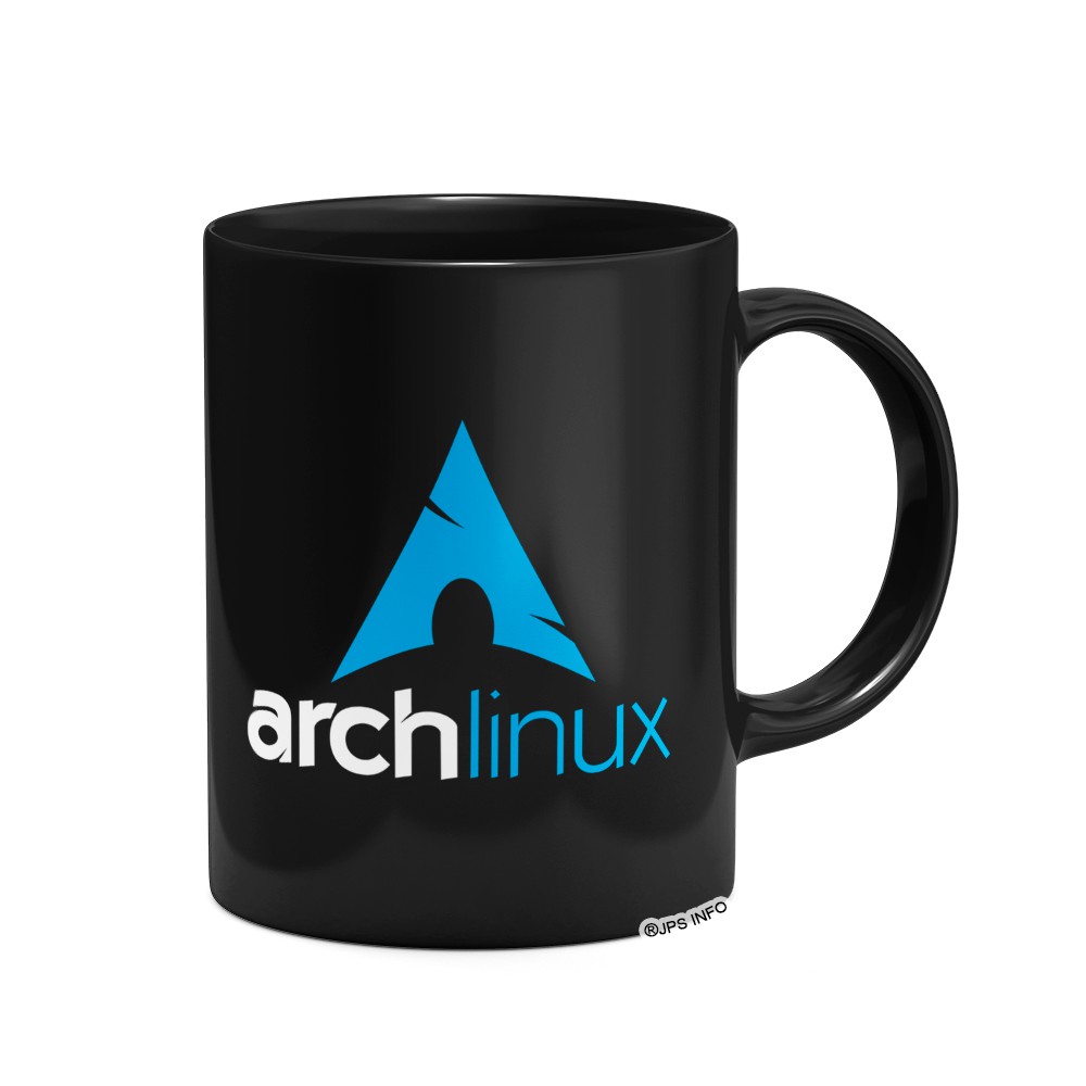 Caneca Arch Linux preta - Fun Geek Store