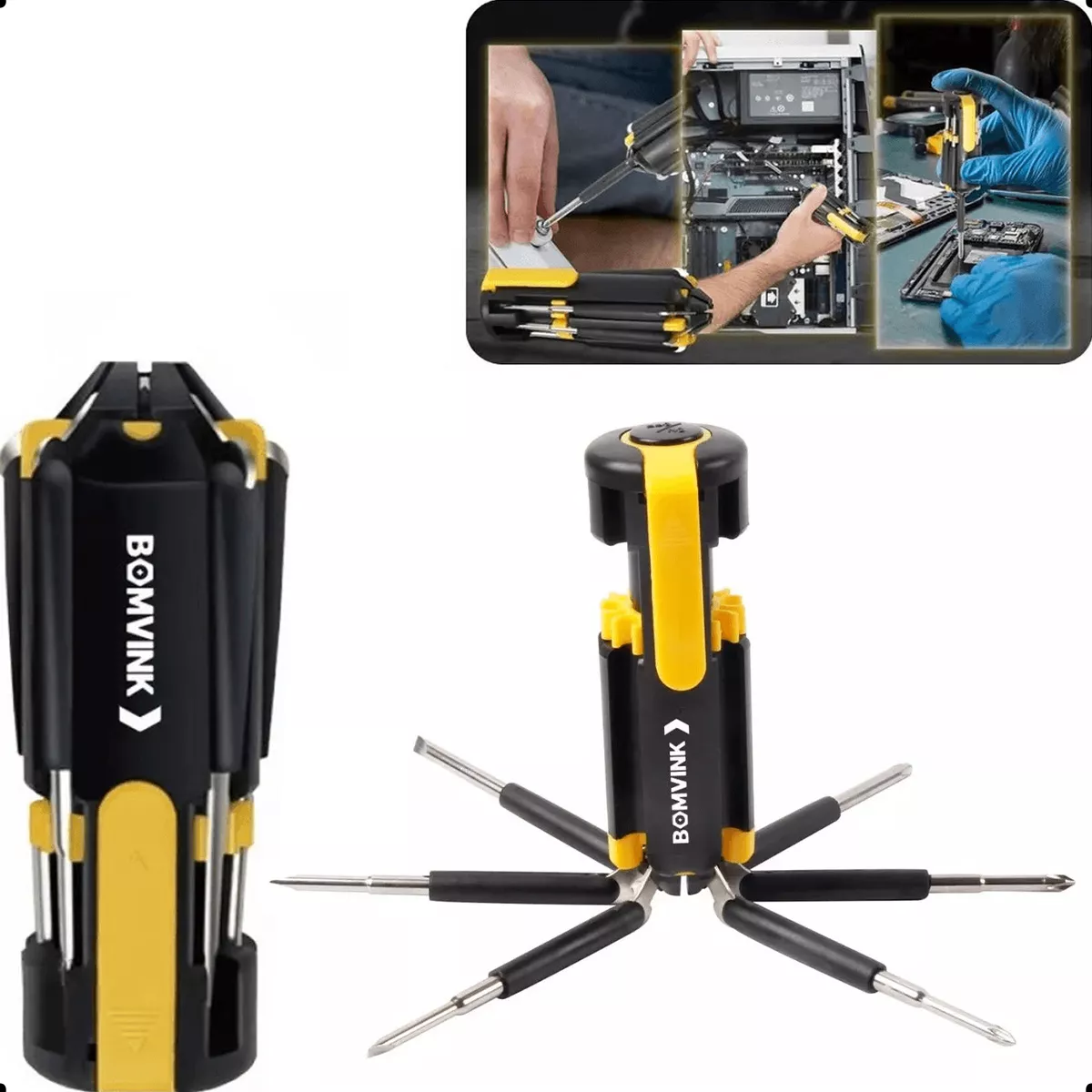 Jogo Chave De Fenda E Phillips 8 Em 1 Led Portatil - RD2SHOP
