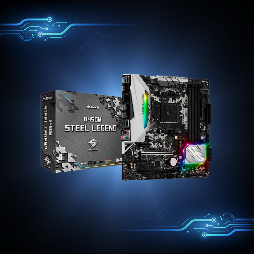 Placa Mãe Asrock B450m Steel Legend B450m Rgb Asrock Motherboard