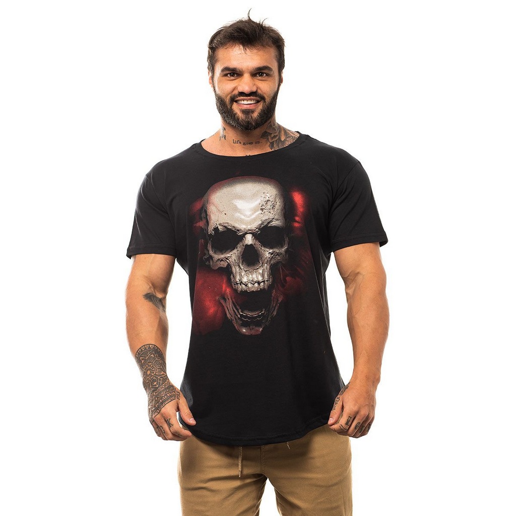 Camiseta Longline Masculina MXD Conceito Limitada Evil Skull - MXD Conceito