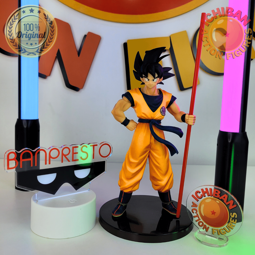 Action Figure Boneco Dragon Ball Goku criança c/ bastão
