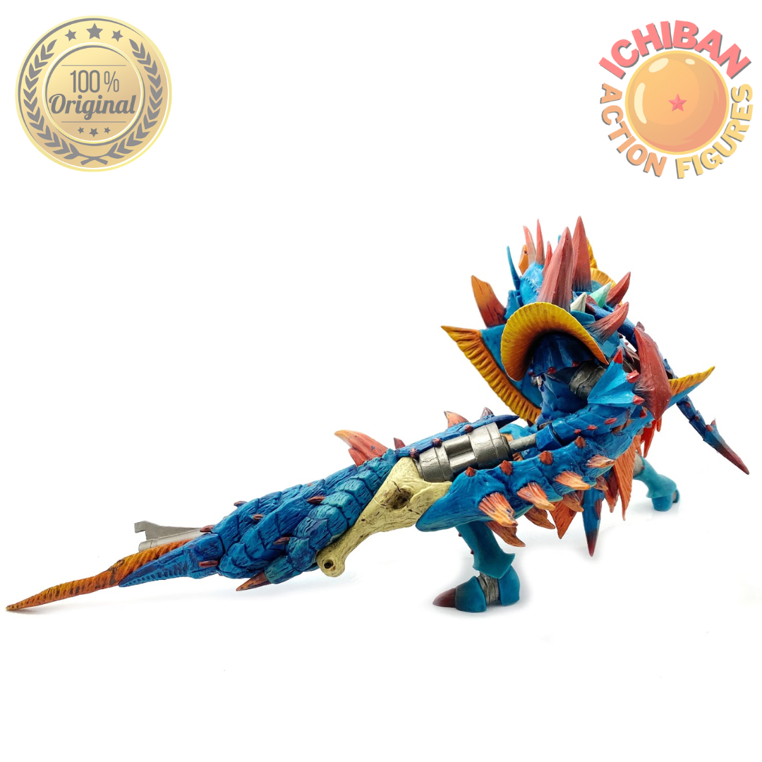 CAÇADOR ARMADURA DRAGÃO AZUL MONSTER HUNTER + ARMAS BANPRESTO 100