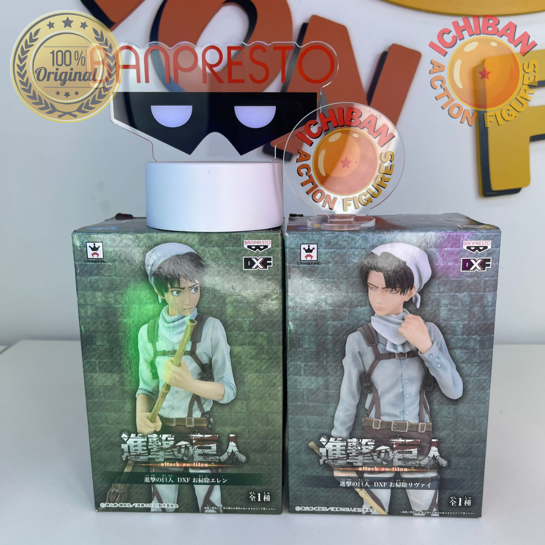 CONJUNTO EREN E LEVI LIMPANDO ATTACK ON TITAN DXF BANPRESTO 100