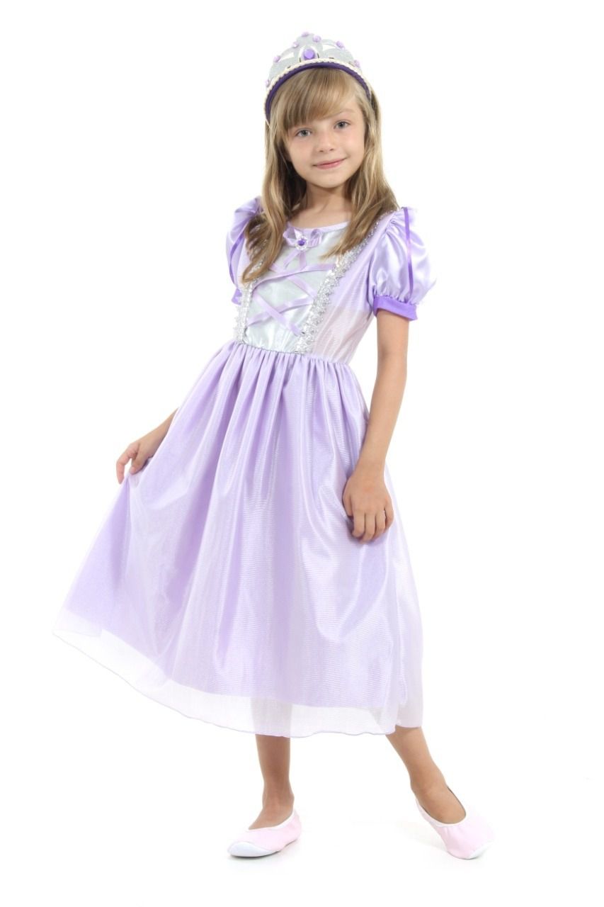 Fantasia vestido infantil princesa Sofia lilás