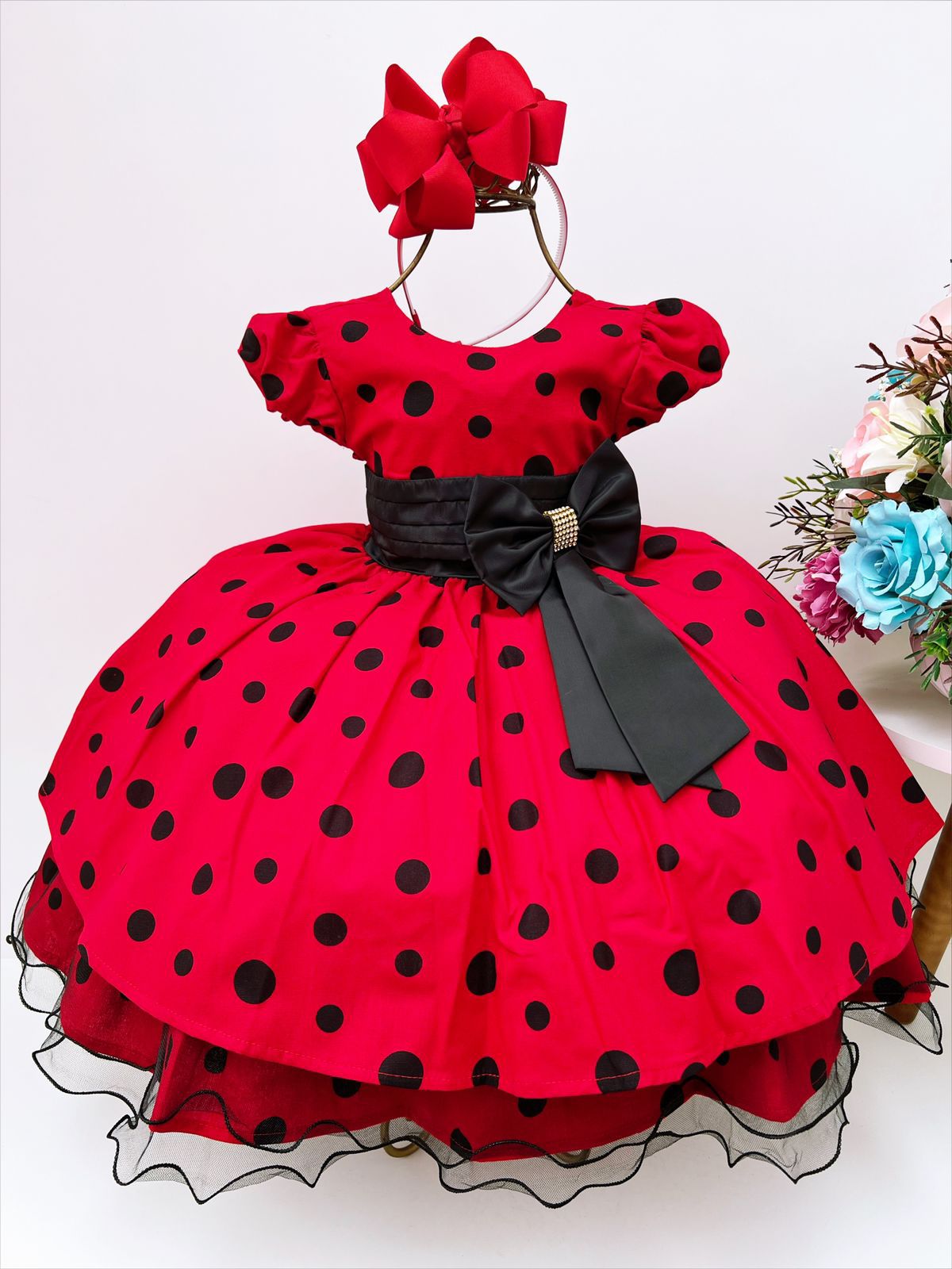 Vestido Infantil Minnie Vermelha Bolinhas Pretas | Madame Mirim - Madame  Mirim