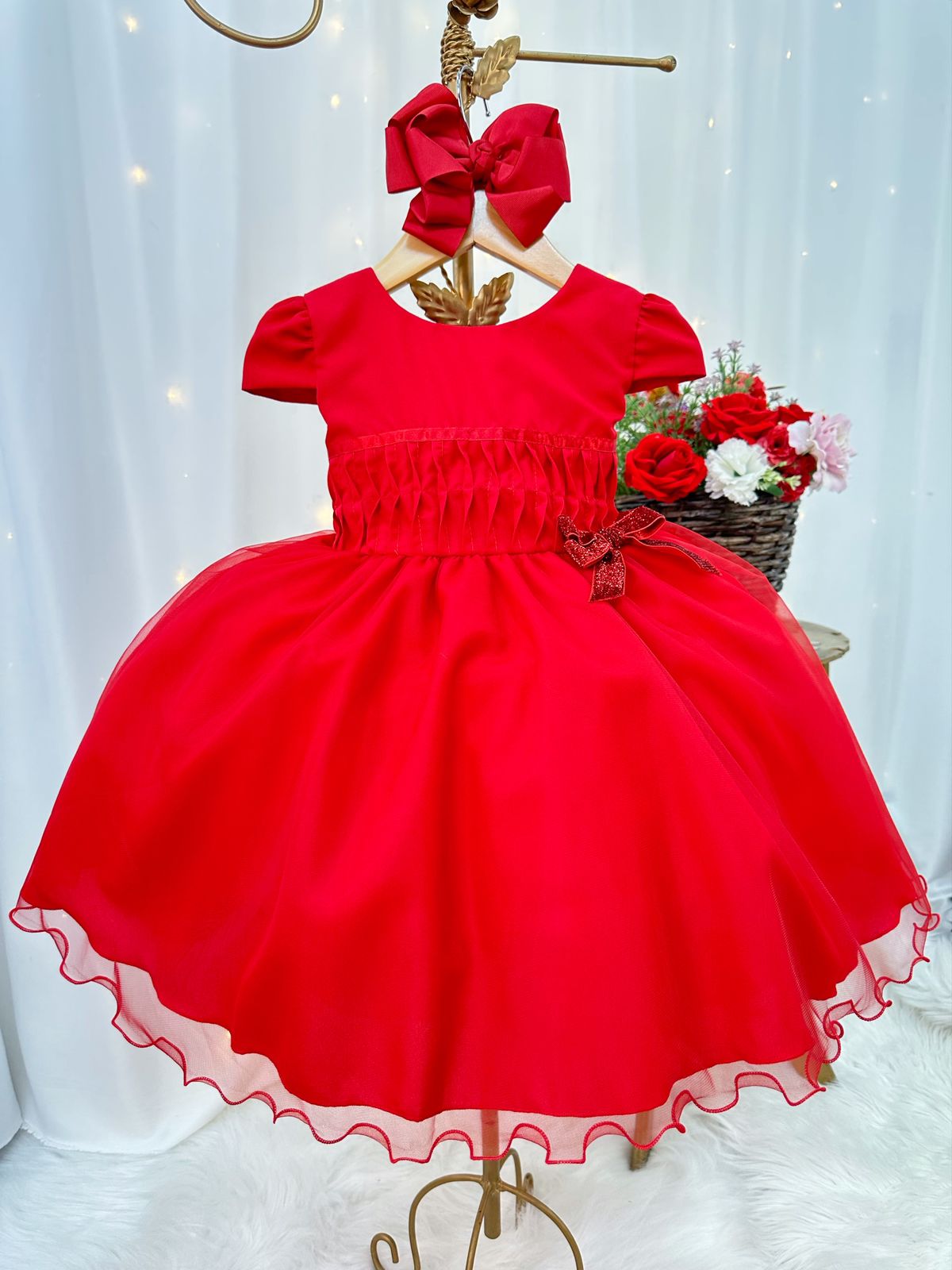 Vestido infantil 2024 vermelho natal