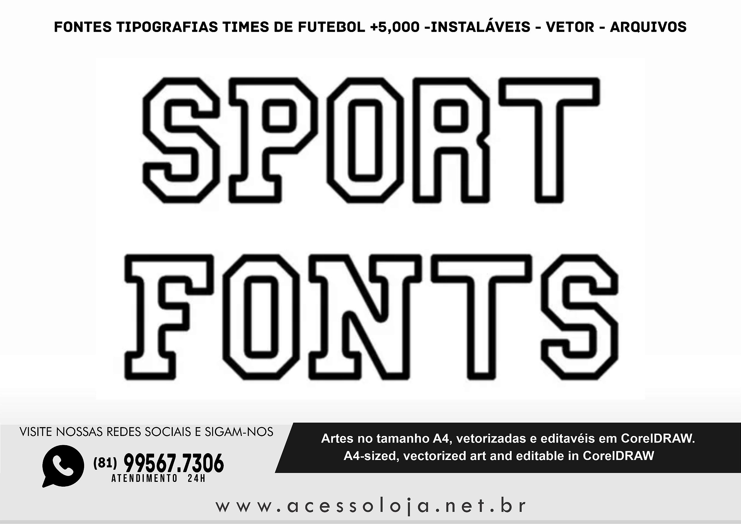 Fontes Tipografias Times De Futebol +5,000 -instaláveis - Vetor - Arqu -  Acesso Loja - A sua loja gráfica
