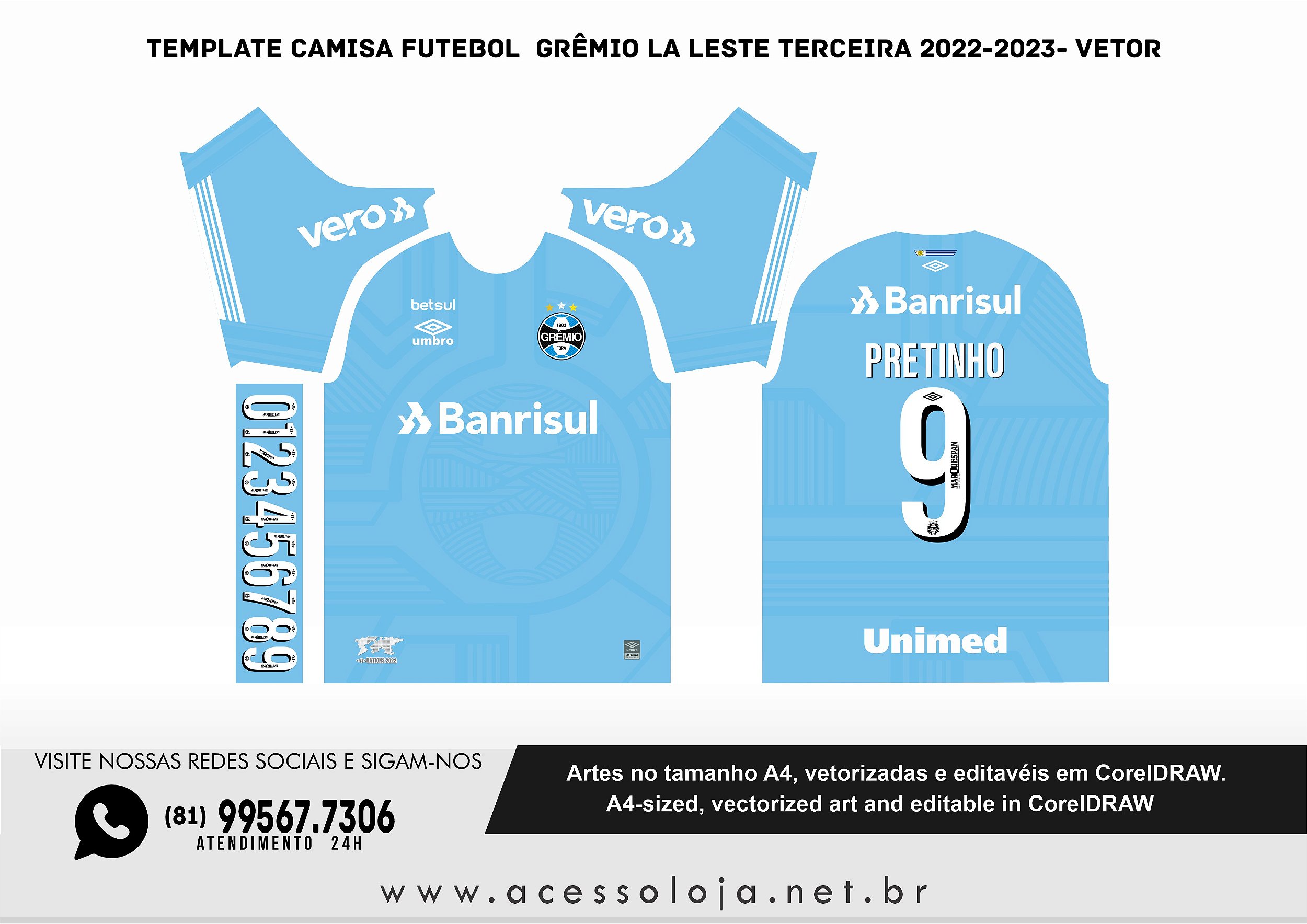 Template Camisa Futebol FLAMENGO TERCEIRA 2022-23 - Vetor - Acesso