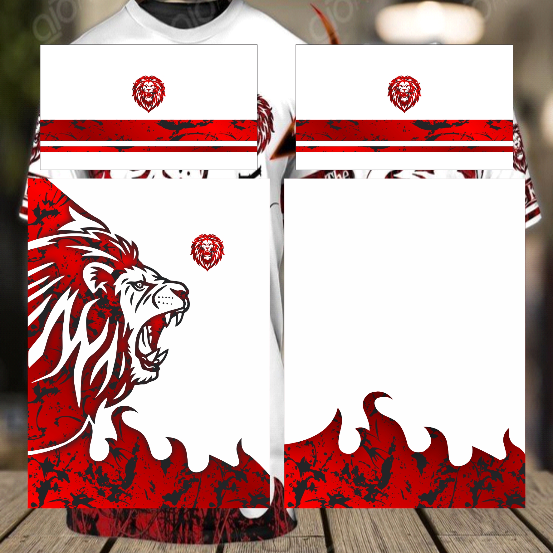 Arte Vetor Camisa para InterClasse Leão Fogo Vermelho