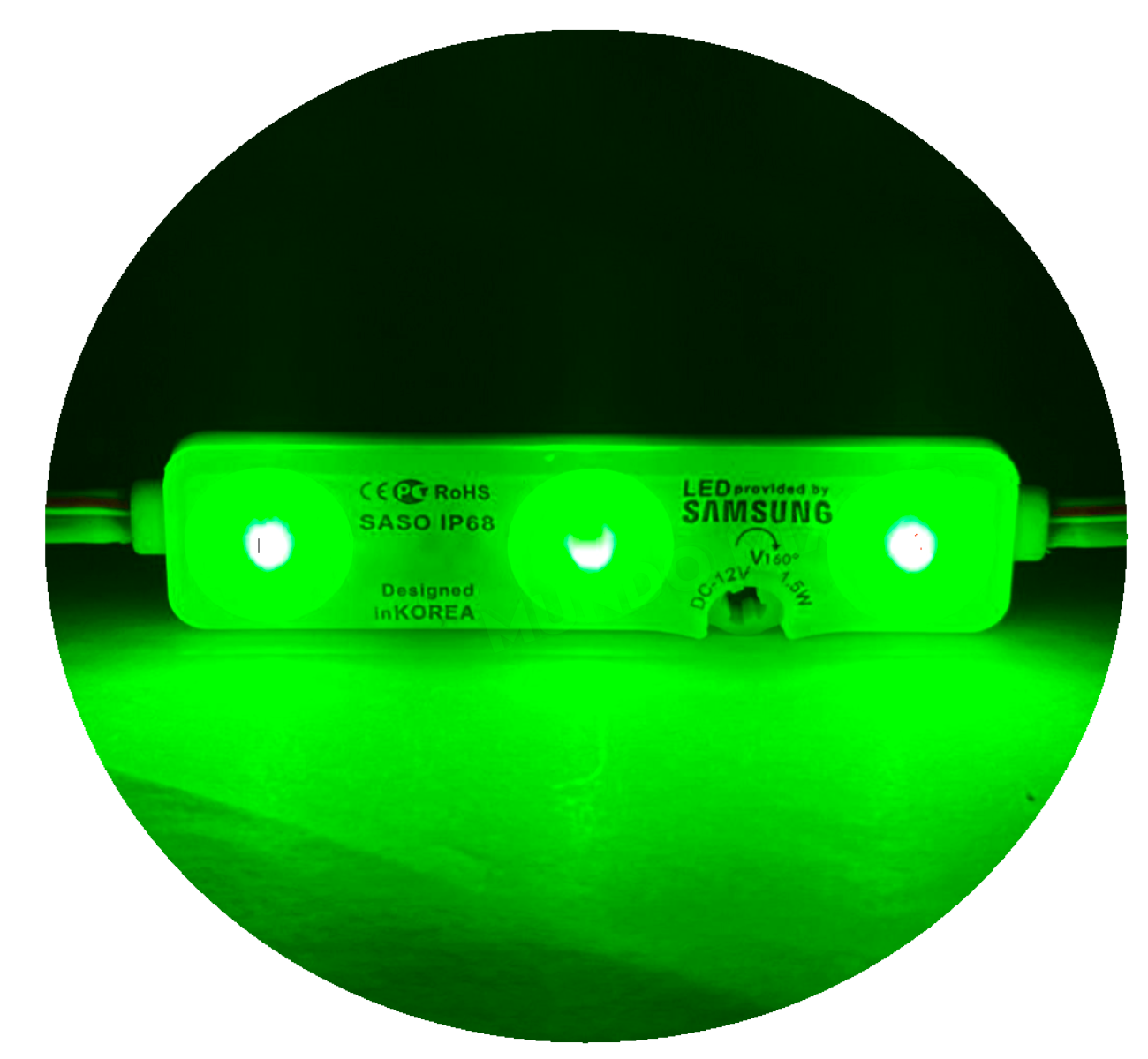 Módulo Led 5830 Chip Samsung Coreano IP68 Verde Puro 3-led Lente 170º ...