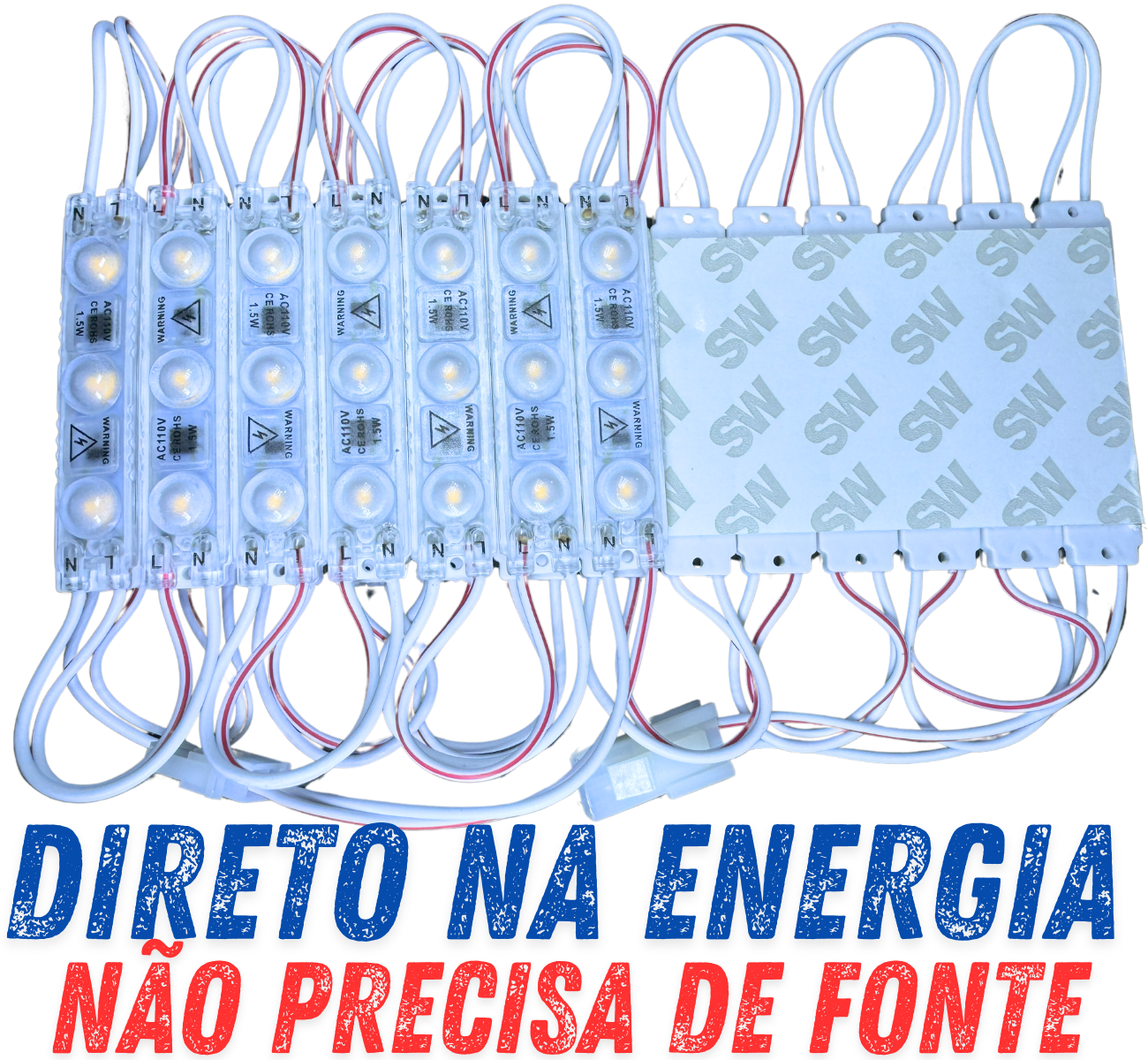 Módulo LED 2835 AC 110V 1,5W Branco FRIO 8.000K CHIP independente ...