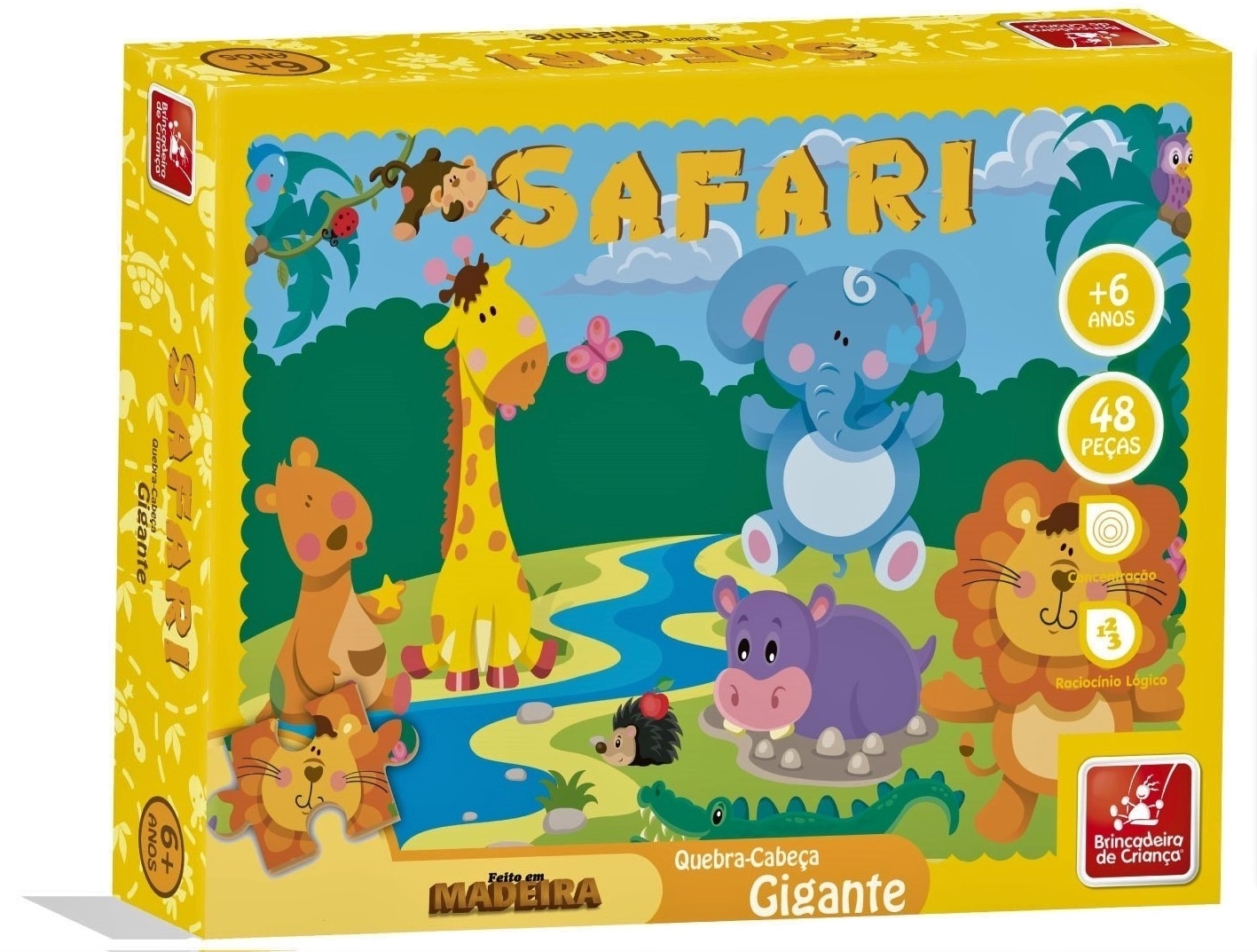 Kit 6 Jogos Quebra Cabeça Animais Safari Infantil em madeira Mdf