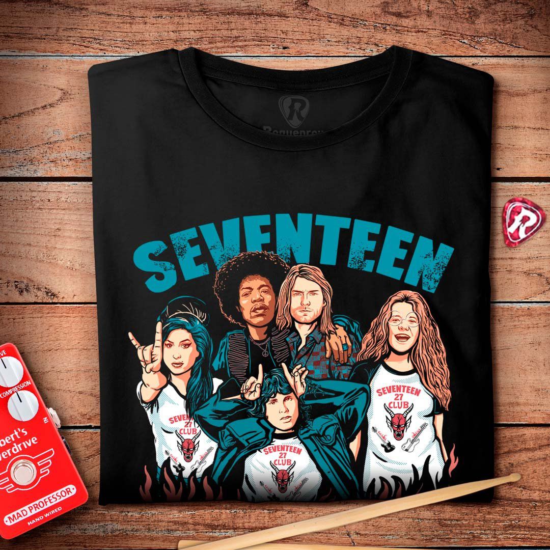 Camiseta Rock 27 Club Hellfire Club manga curta tamanho adulto na