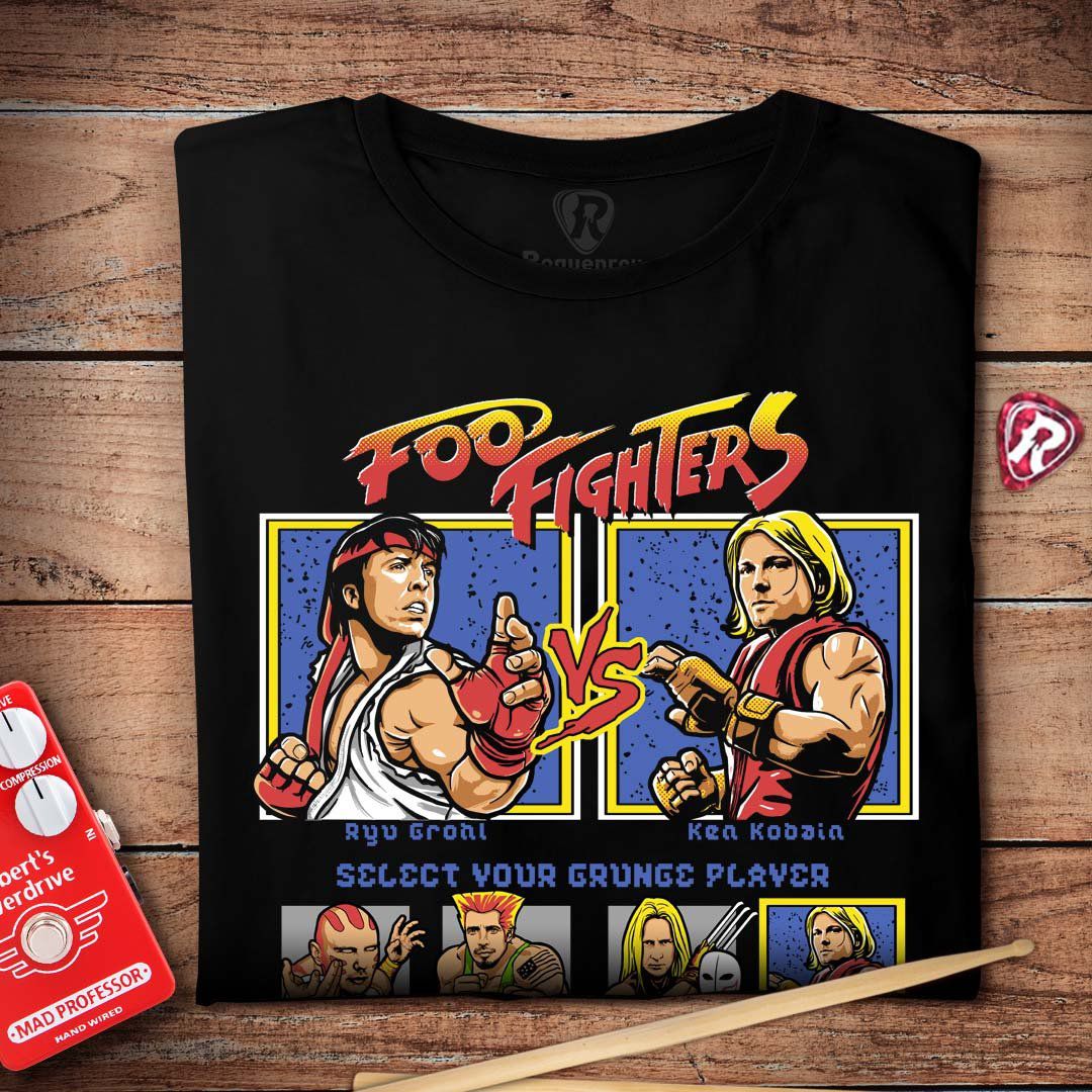 Camiseta rock Foo Fighters Street Fighter tamanho adulto com