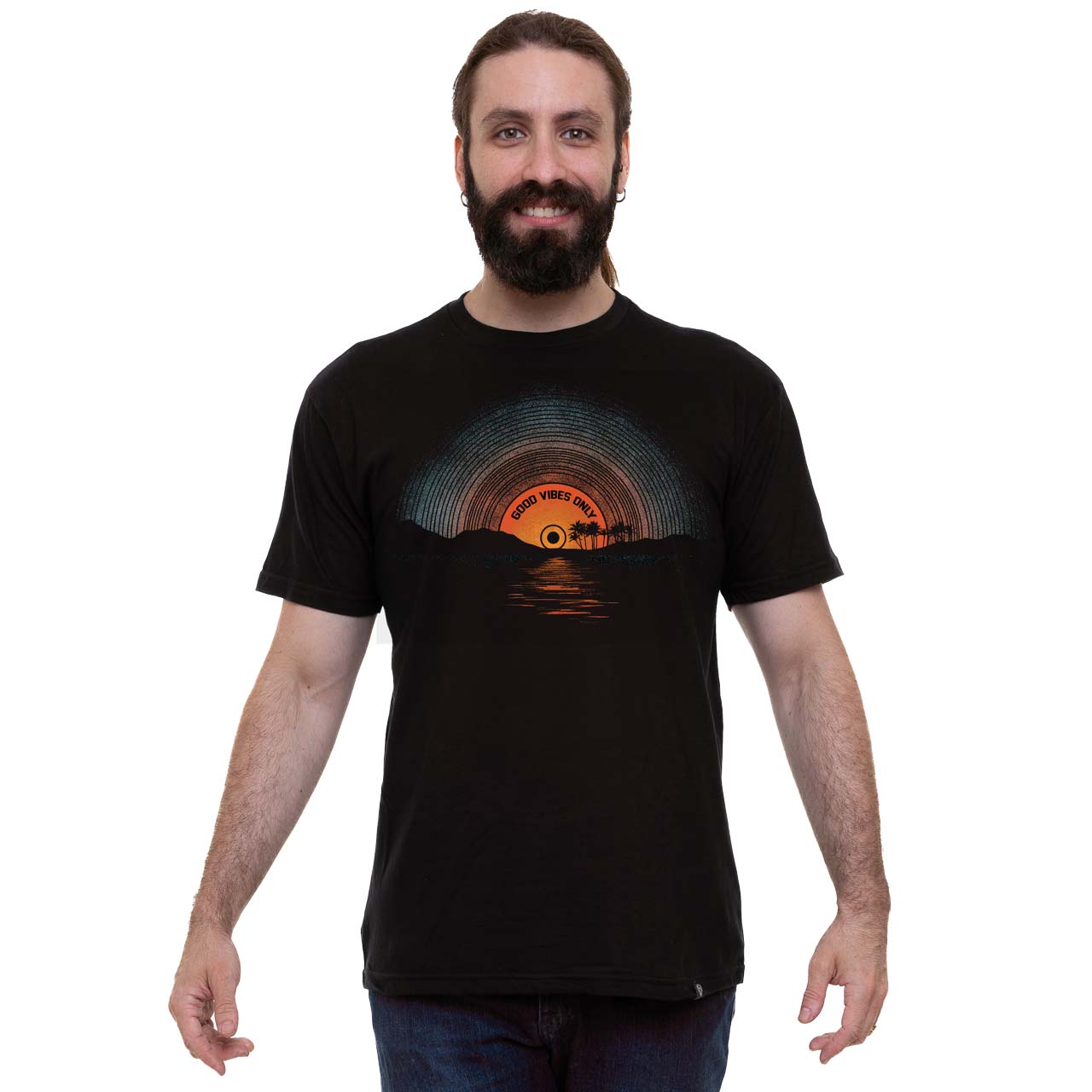 Camiseta Good Vibes Only 100 Algodao Roquenrou Estampado na Veia