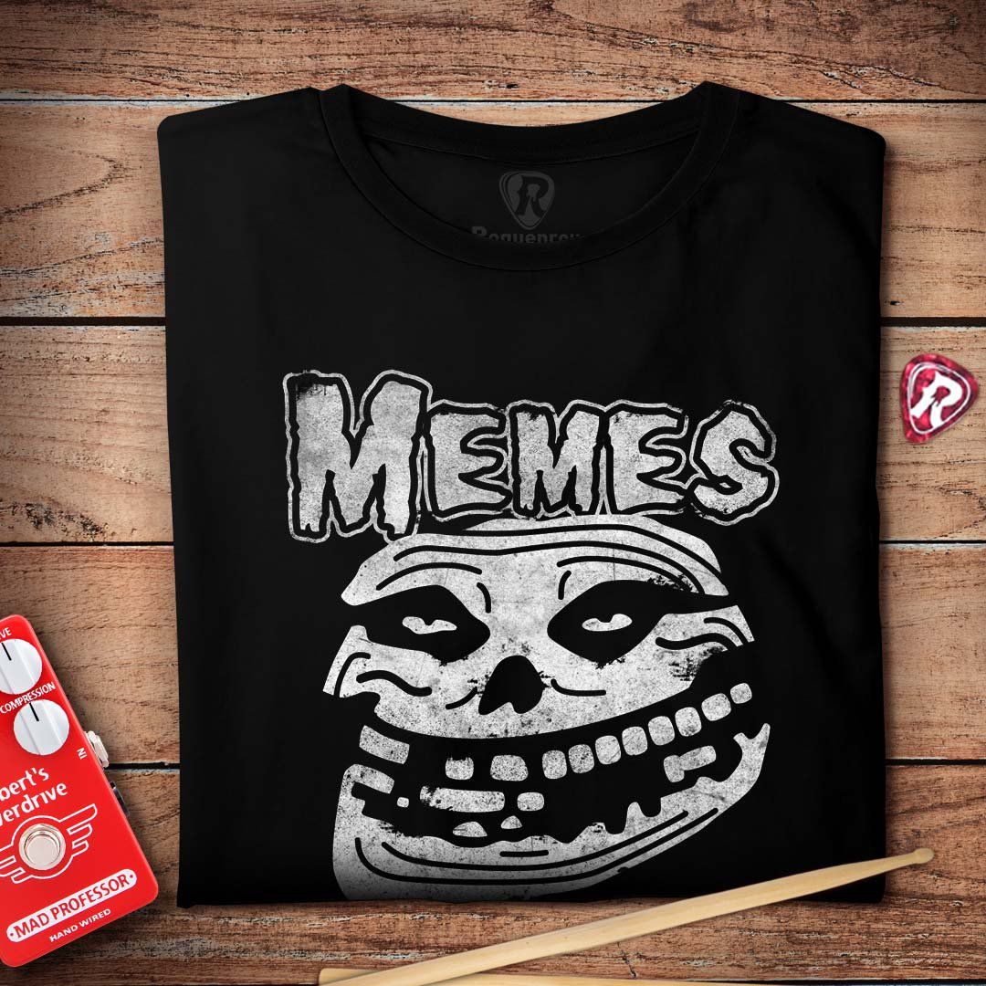 Camiseta rock Misfits Memes tamanho adulto com mangas curtas na cor preta  Premium - Roquenrou | Estampado na Veia!, image size:1080x1080