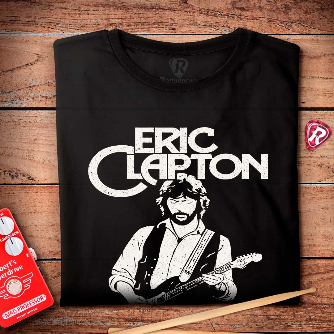Eric Clapton アンプラグド　 Tシャツ Camiseta Eric Clapton Preta | 100% Algodão - Roquenrou | Estampado