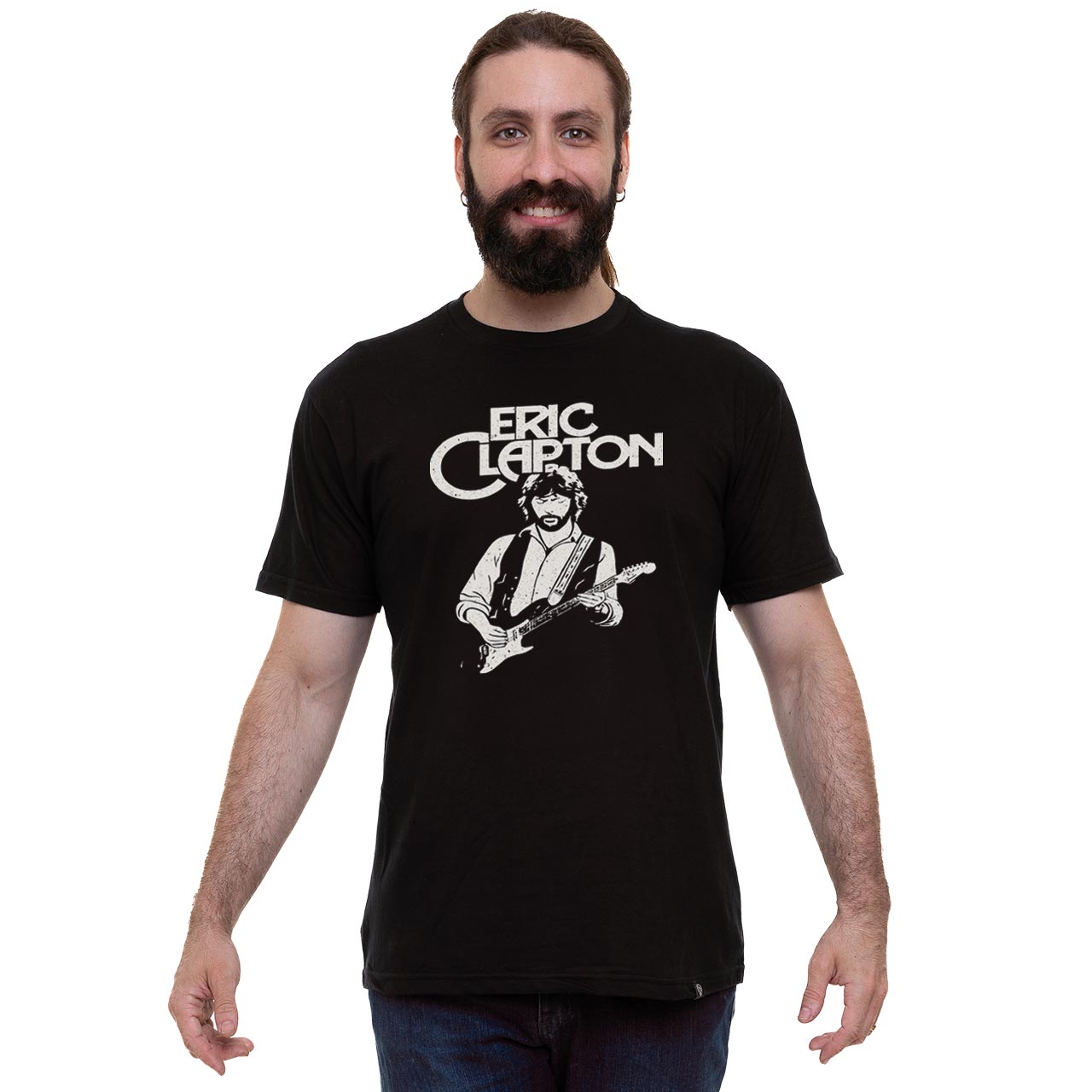Camiseta Eric Clapton Preta | 100% Algodão - Roquenrou | Estampado