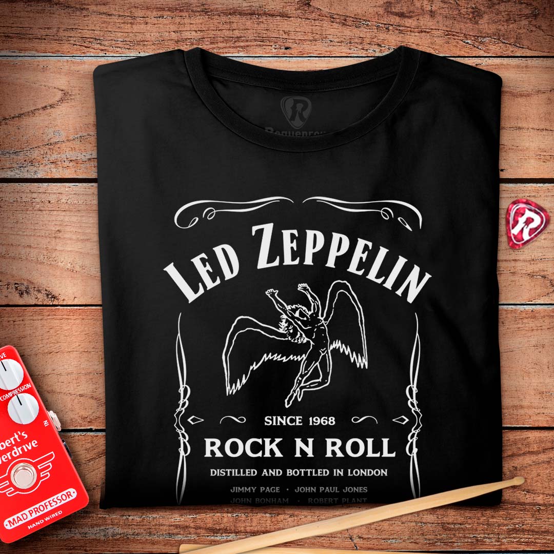 Camiseta Led Zeppelin Whisky estampa branca | 100% Algodão