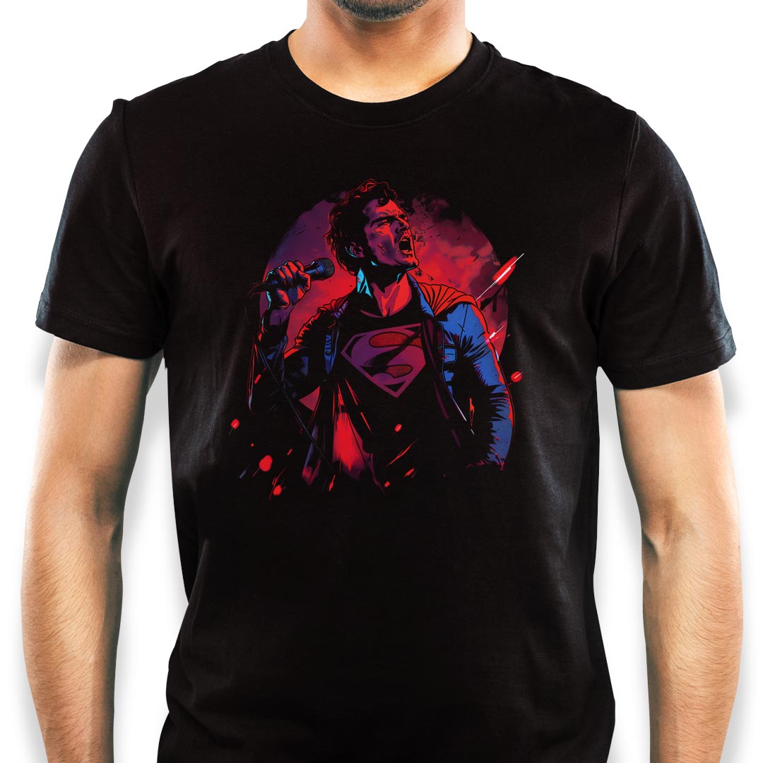 Camiseta Superman Rock Star 100 Algodao Roquenrou Estampado na Veia