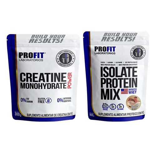 Whey Isolate Protein Mix Refil 900g + Creatina Monohidratada Power 300g Refil Profit